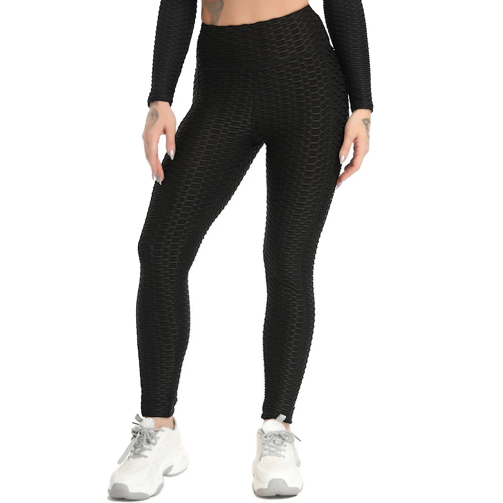 Blutiful Women's High-Waisted Textured Leggings with Pockets