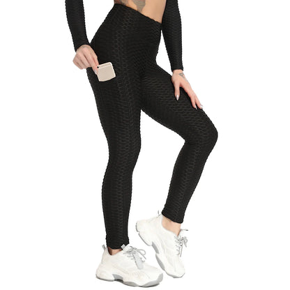 Blutiful Women's High-Waisted Textured Leggings with Pockets