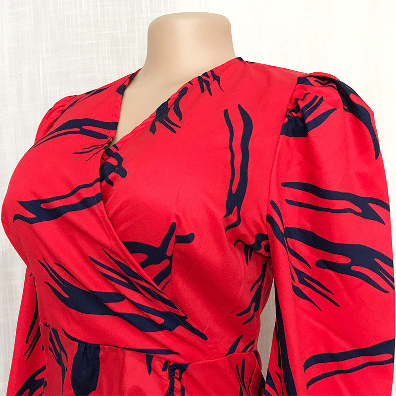 Plus Size Women's Print Stitching Dress