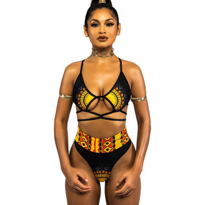 Sexy Tribal Print Bathing Suit Women African Swimsuit High Waist Bikini - BLUTIFUL1